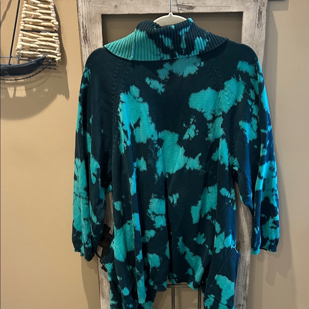 Teal and Navy Tie-Dye Cardigan - Picture 5 of 5